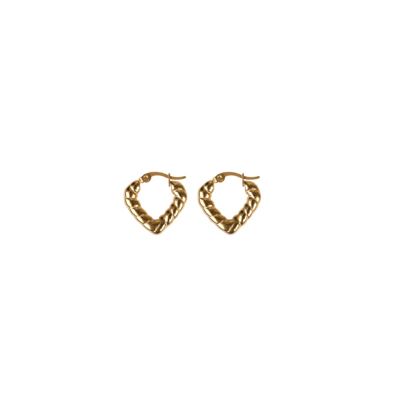 HEART ROPE HOOPS GOLD|ONE SIZE