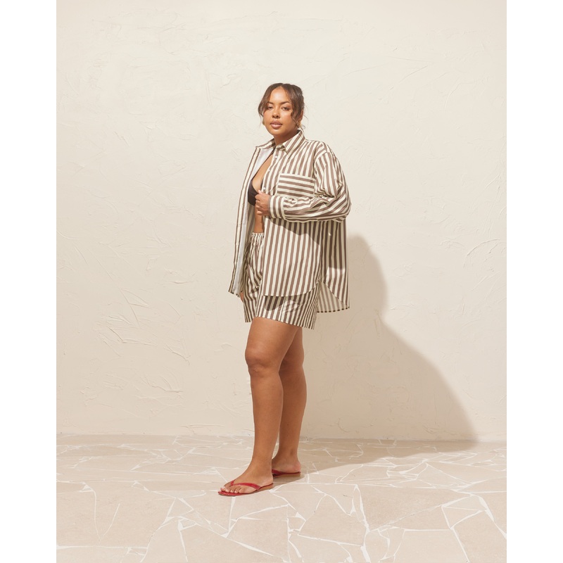 IDA SHIRT BROWN BUTTER STRIPE|4|6|8|10|12|14|16|18|20