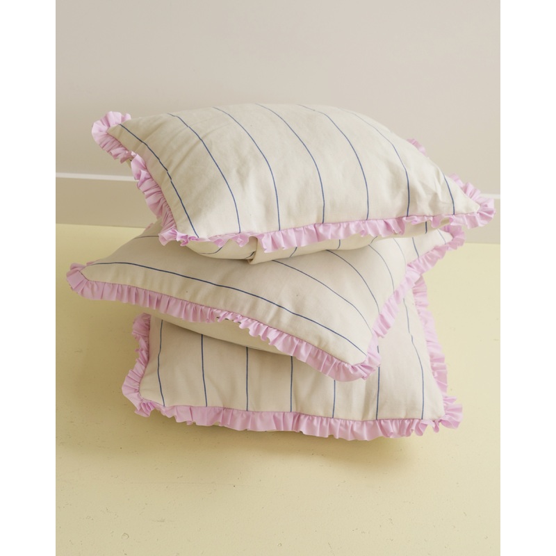 LIL RUFFLE RECYCLED CUSHION FINE STRIPE