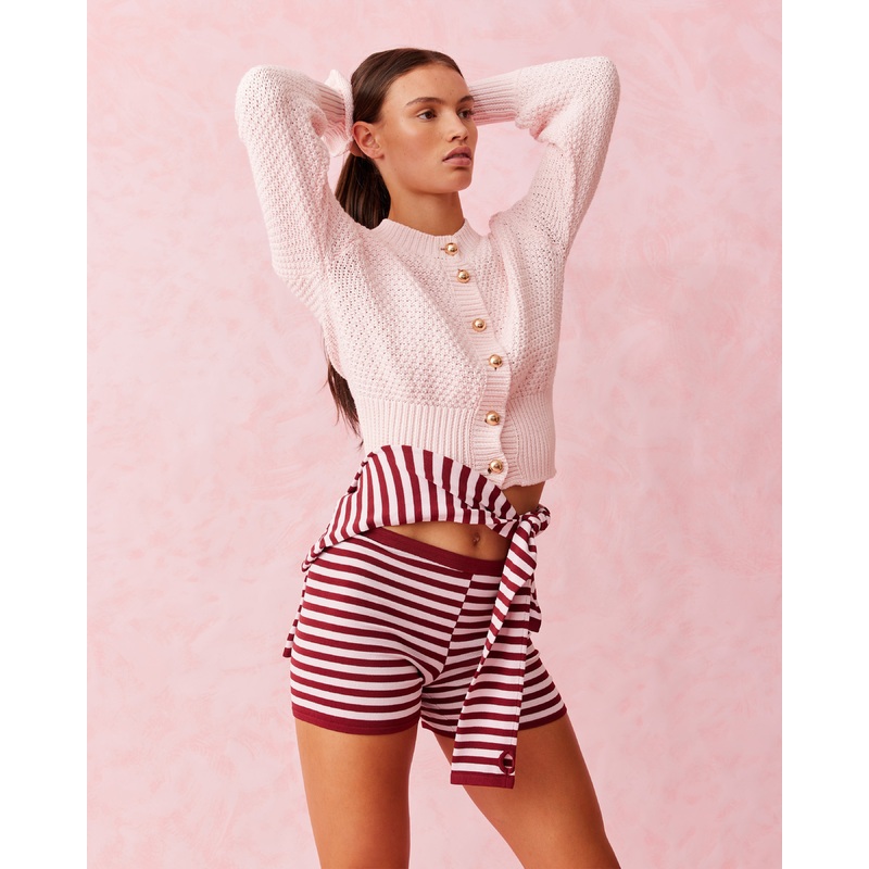 MARLA SHORT BURGUNDY STRIPE LOOKBOOK 1