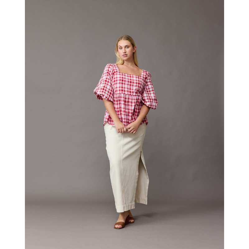 MOLLY BLOUSE RED CHECK|4|6|8|10|12|14|16|18|20