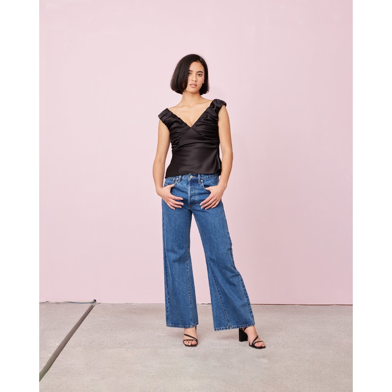 RAQUEL SATIN TOP BLACK|4|6|8|10|12|14|16|18|20