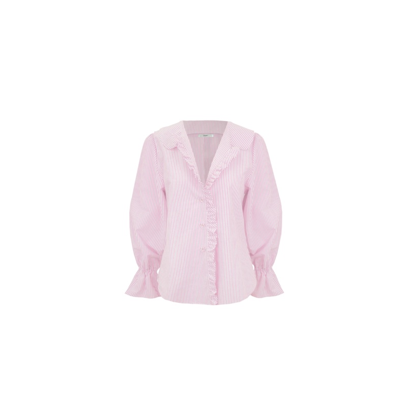 SANDLER RUFFLE SHIRT PINK STRIPE