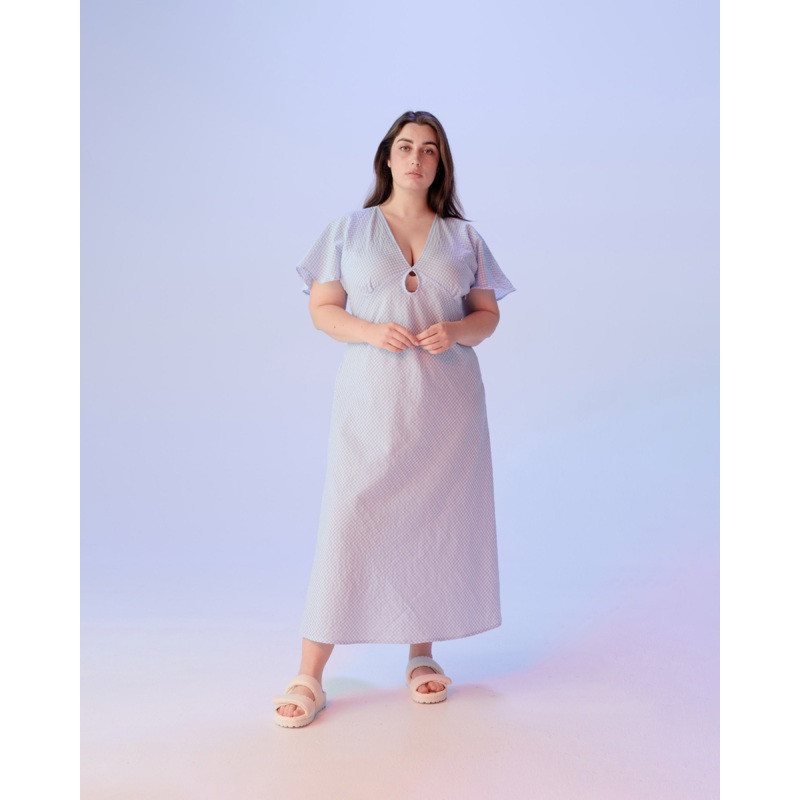 CLOVER MIDI DRESS BLUE GINGHAM