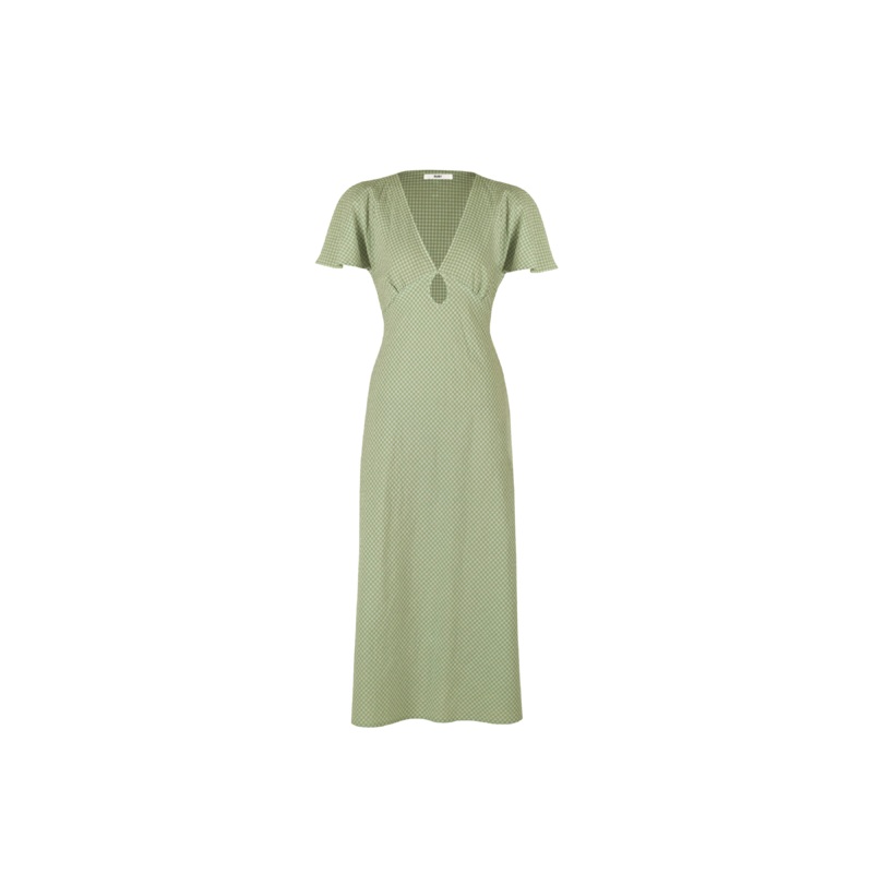 CLOVER MIDI DRESS OLIVE GINGHAM
