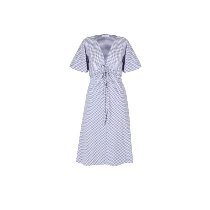 DONOVAN TIE DRESS BLUE GINGHAM
