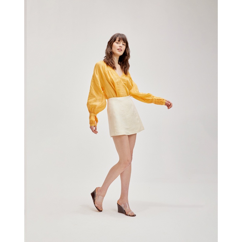 KOS LINEN MINI SKIRT LEMONADE|4|6|8|10|12|14|16|18|20