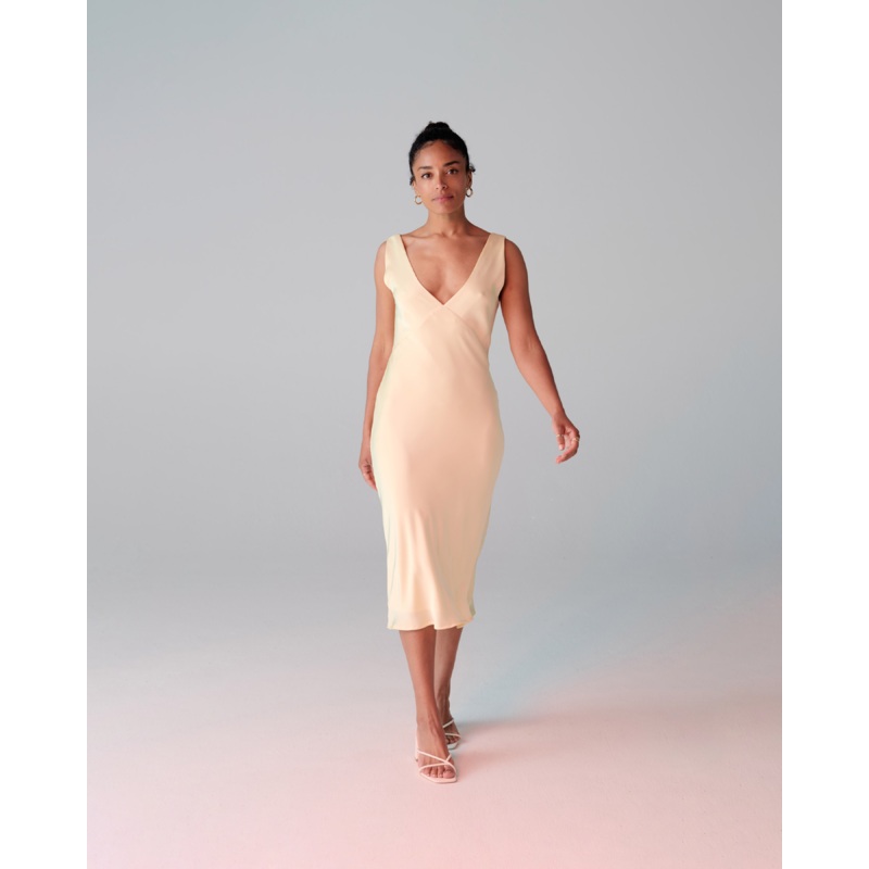 ANDIE SATIN SLIP BUTTER|4|6|8|10|12|14|16|18|20