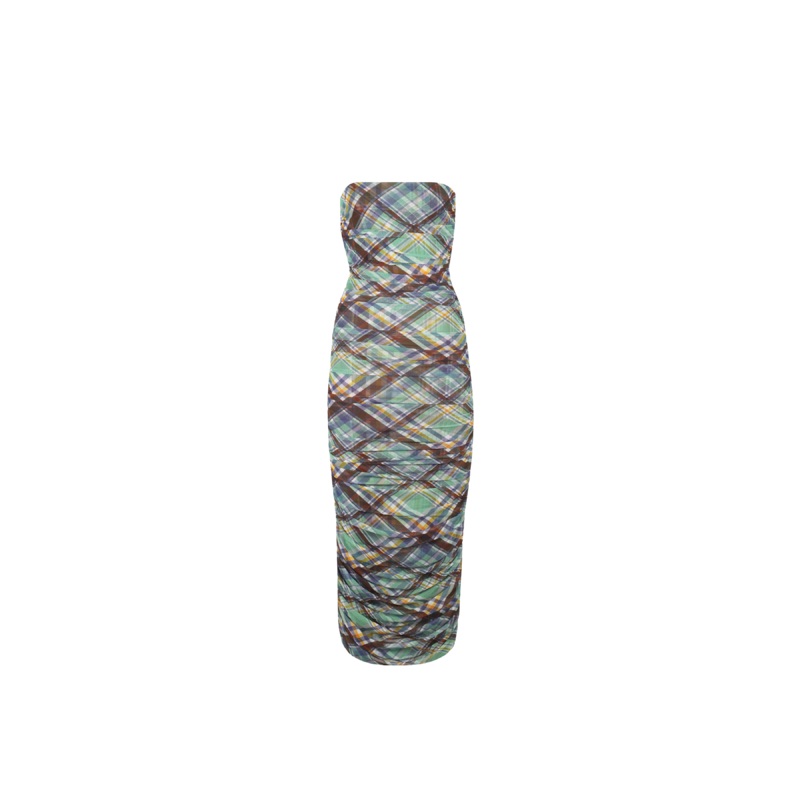 BASIL MESH DRESS TARTAN|4|6|8|10|12|14|16|18|20