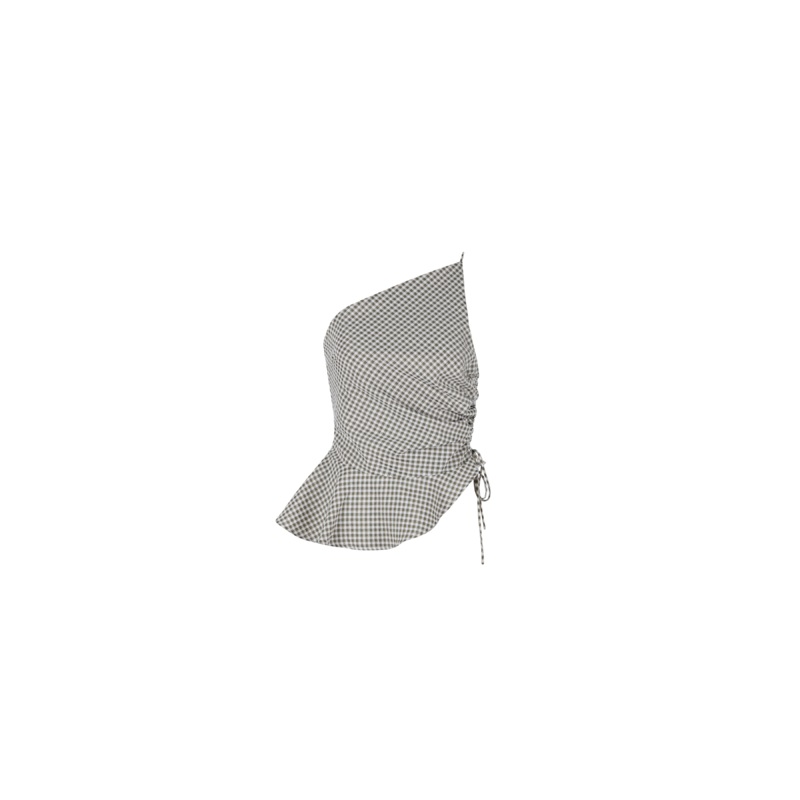 BETTINA COTTON TOP OLIVE GINGHAM