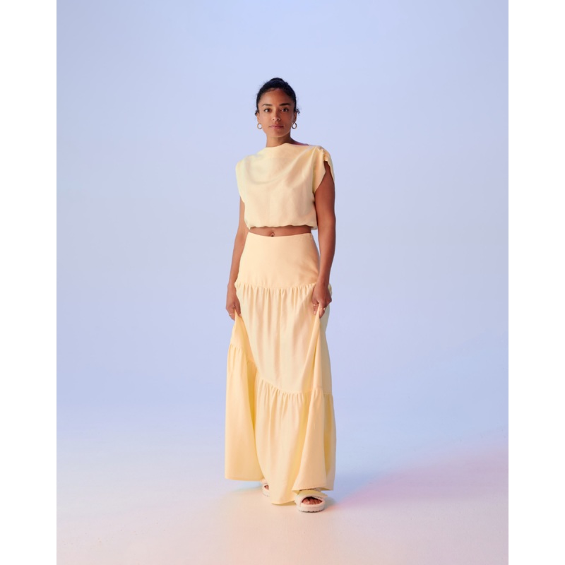 BONITA LINEN SKIRT BUTTER|4|6|8|10|12|14|16|18|20