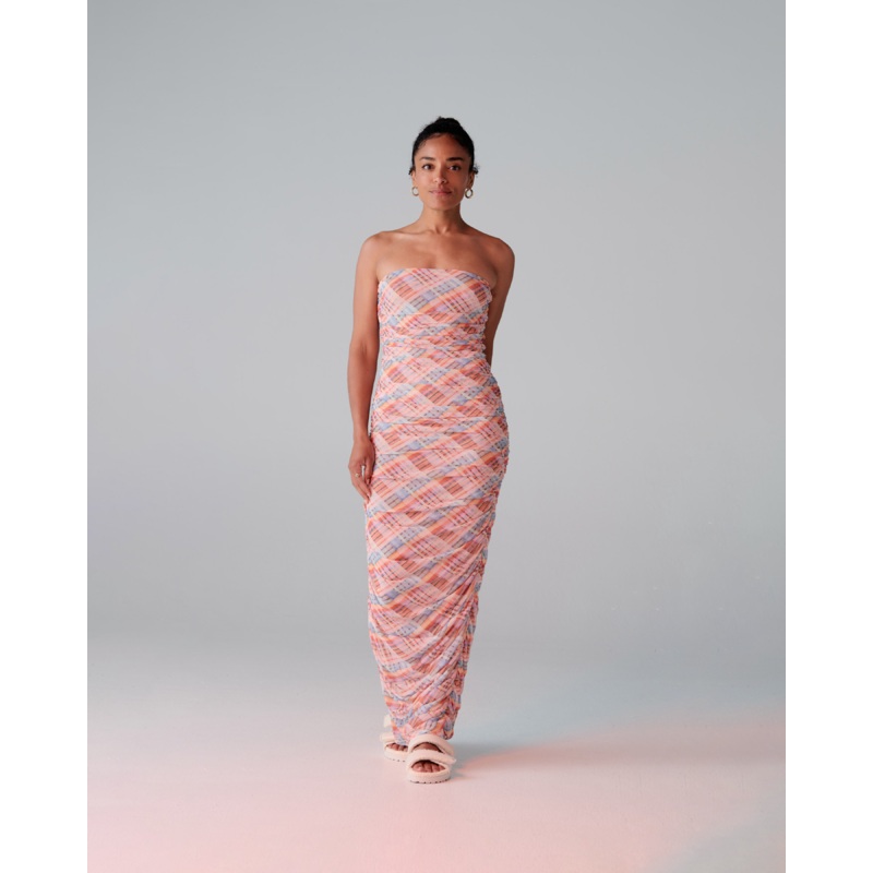 CHERRY MESH DRESS CANDY TARTAN