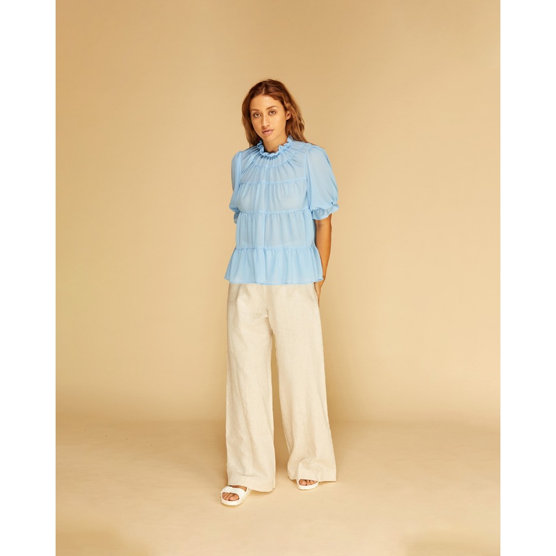 CLEMENT SHORT SLEEVE BLOUSE BLUE