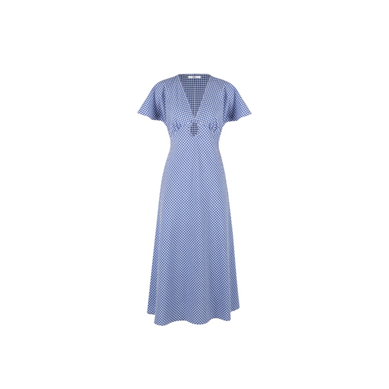 CLOVER MIDI DRESS NAVY GINGHAM