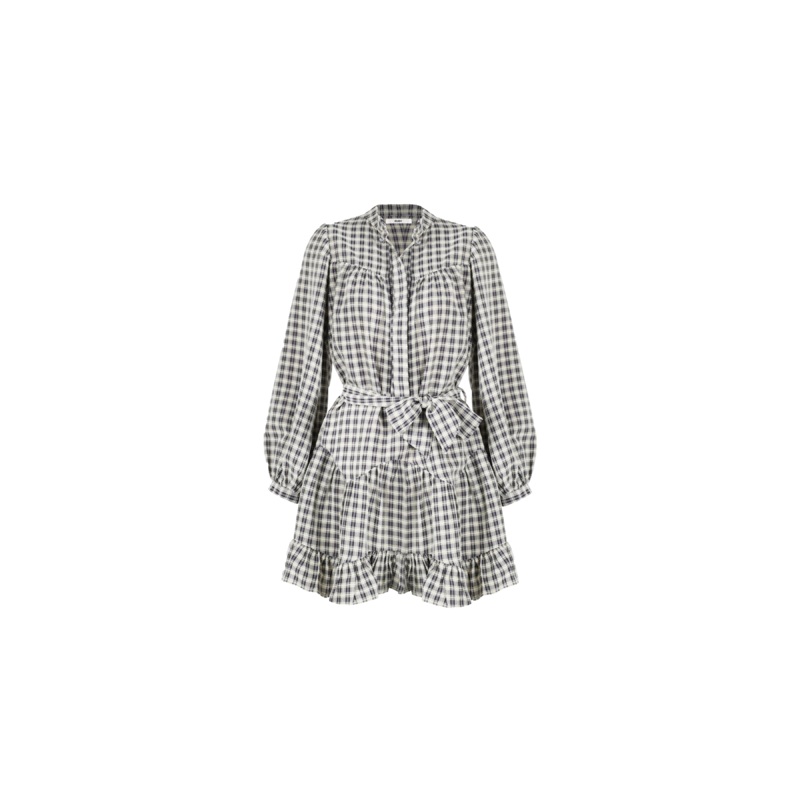CONNIE RUFFLE DRESS SOFT CHECK NAVY