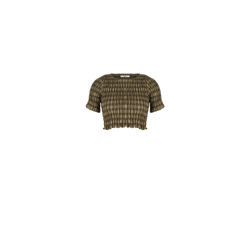 DARCY GINGHAM T-SHIRT OLIVE GINGHAM