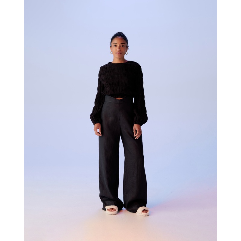 FRANKA LINEN PANT BLACK|4|6|8|10|12|14|16|18|20