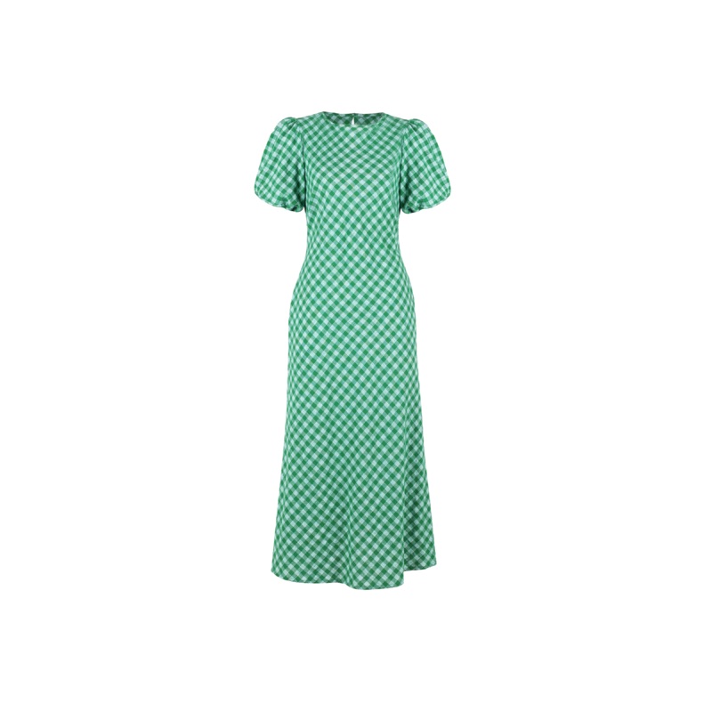 HEIDI GINGHAM DRESS GREEN GINGHAM
