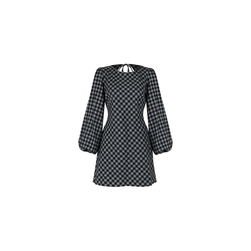 HEIDI GINGHAM MINIDRESS BLACK GINGHAM