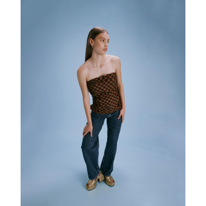 KLEIN GINGHAM BODICE CHOCOLATE CHECK