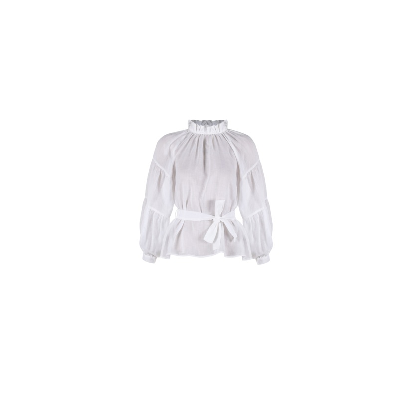 MAUDE RUFFLE BLOUSE WHITE|4|6|8|10|12|14|16|18|20