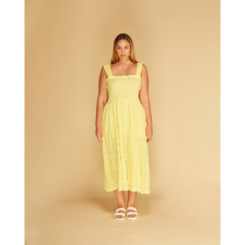 MIRELLA BUTTON-DOWN SUNDRESS LEMON