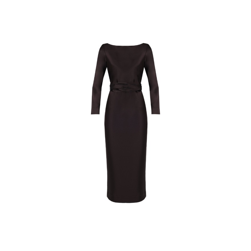 OMNIA LONG SLEEVE DRESS ESPRESSO