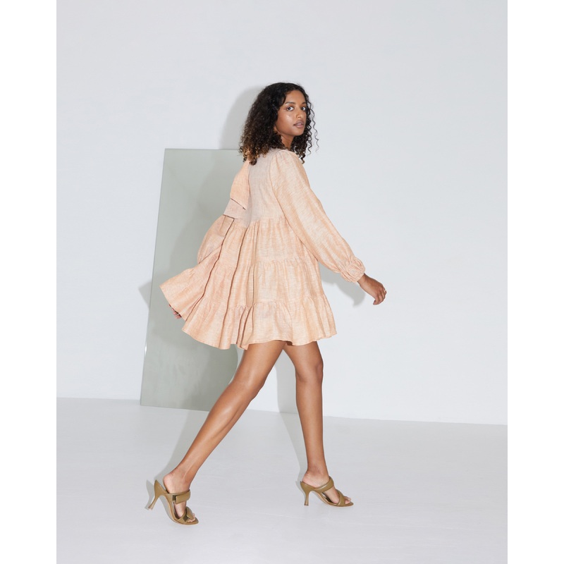 PLUM LINEN DRESS CARAMEL|4|6|8|10|12|14|16|18|20