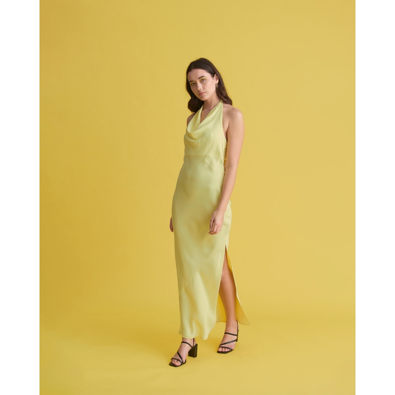 BENTEN HALTER DRESS LEMON|4|6|8|10|12|14|16|18|20|22|24