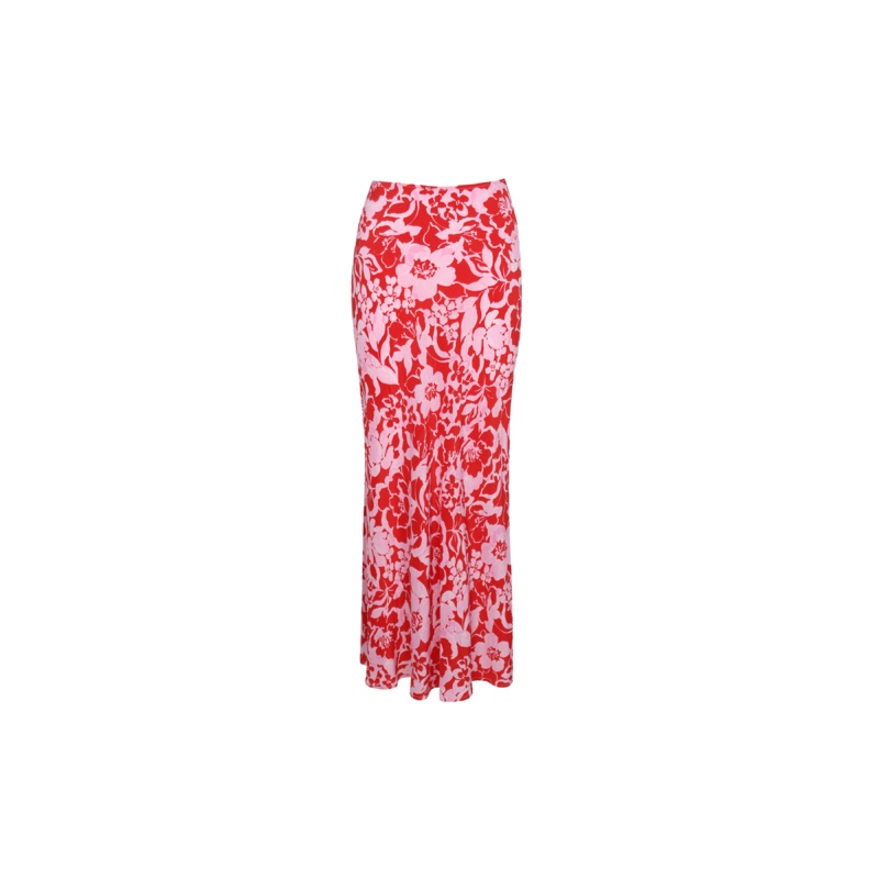 BOBBI SILK SKIRT CHERRY FLORAL