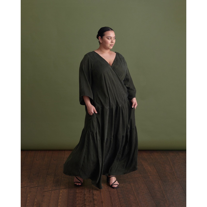 EROS MAXI DRESS KHAKI JACQUARD