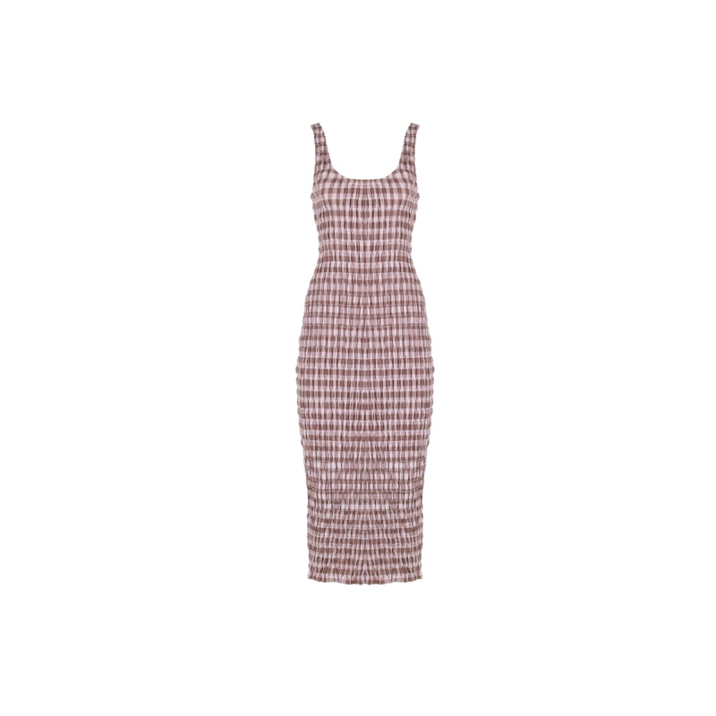 KLEIN GINGHAM MIDI DRESS LILAC GINGHAM