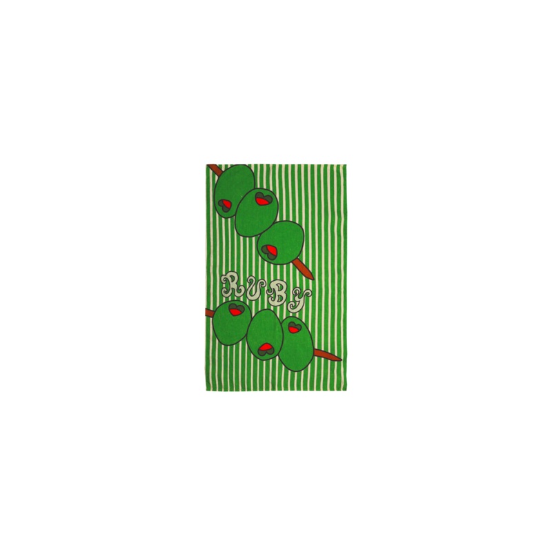 LINEN TEA TOWEL OLIVE STRIPES|ONE SIZE