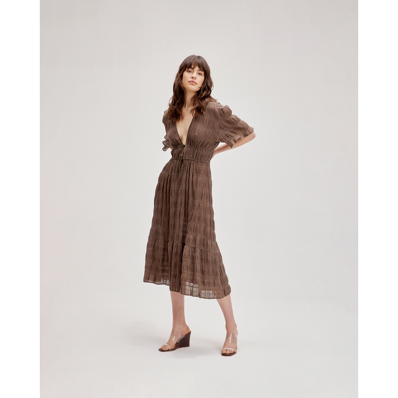 MIRELLA V-NECK DRESS OLIVE|4|6|8|10|12|14|16|18|20|22|24