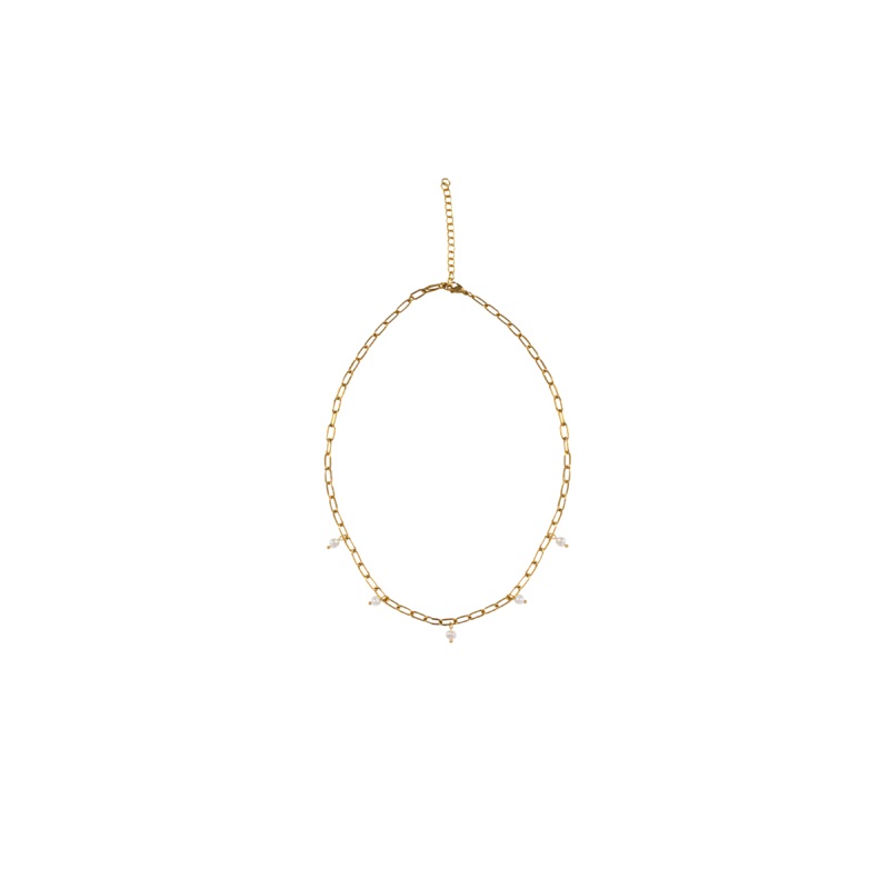 PEARL CHAIN CHOKER GOLD/PEARL|ONE SIZE