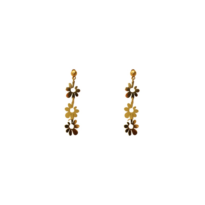 TRI FLOWER EARRING GOLD|ONE SIZE