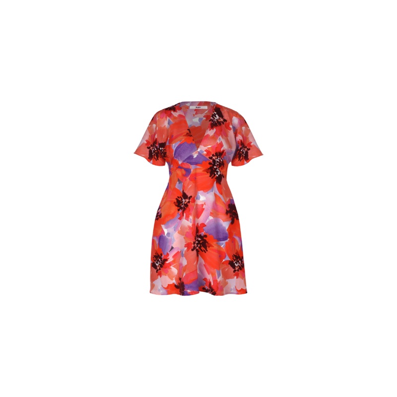 BETTINA SILK MINI DRESS POPPY FLORAL