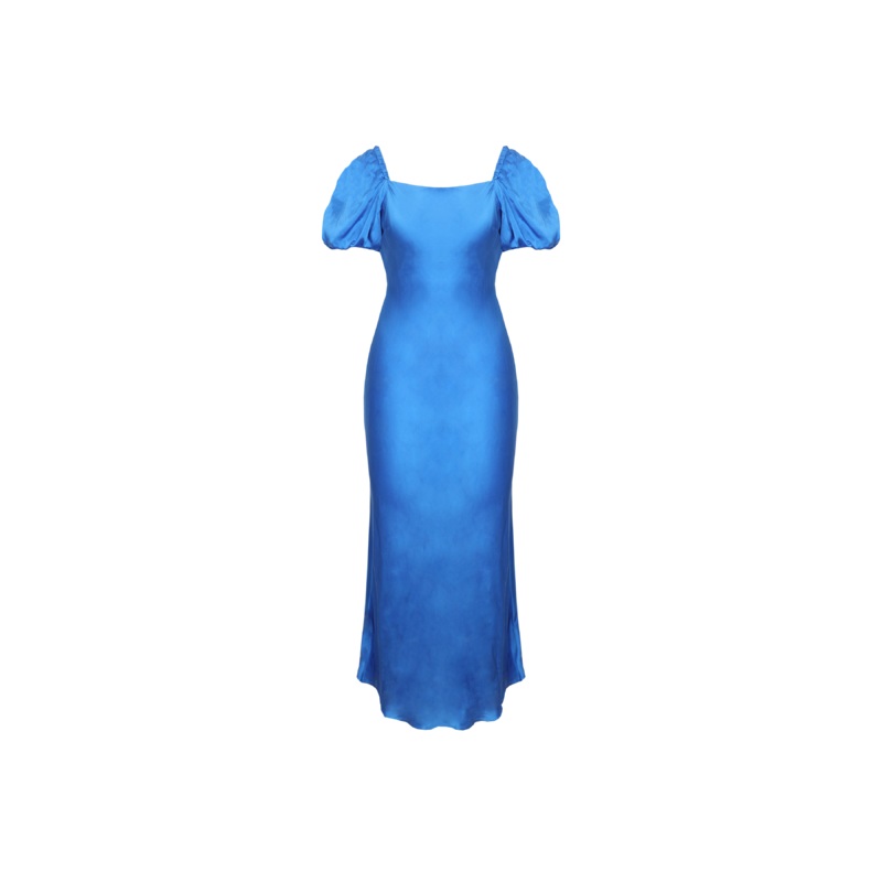 BOBBI SILK MIDI DRESS COBALT|4|6|8|10|12|14|16|18|20