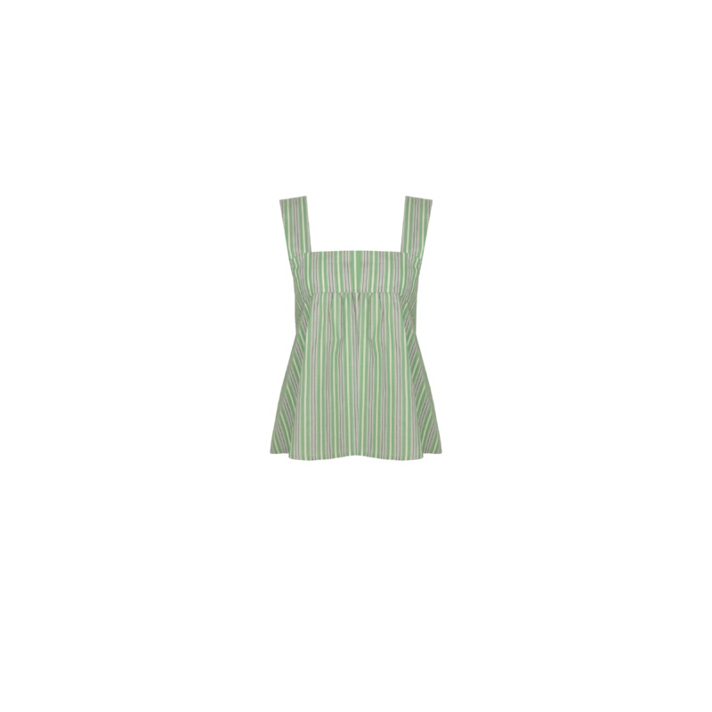 MARGIE TIE-BACK TOP GREEN STRIPE