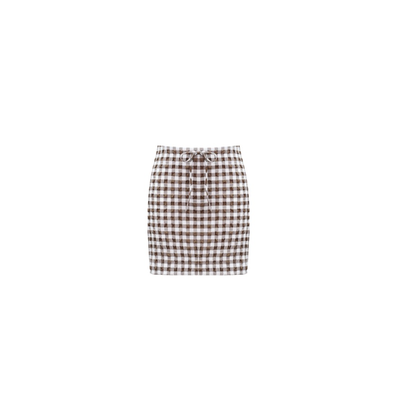 PRISM MINI SKIRT BROWN GINGHAM