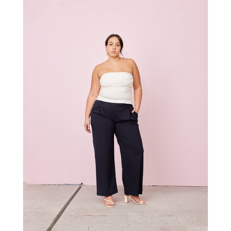 RUE TROUSER NAVY PINSTRIPE|4|6|8|10|12|14|16|18|20