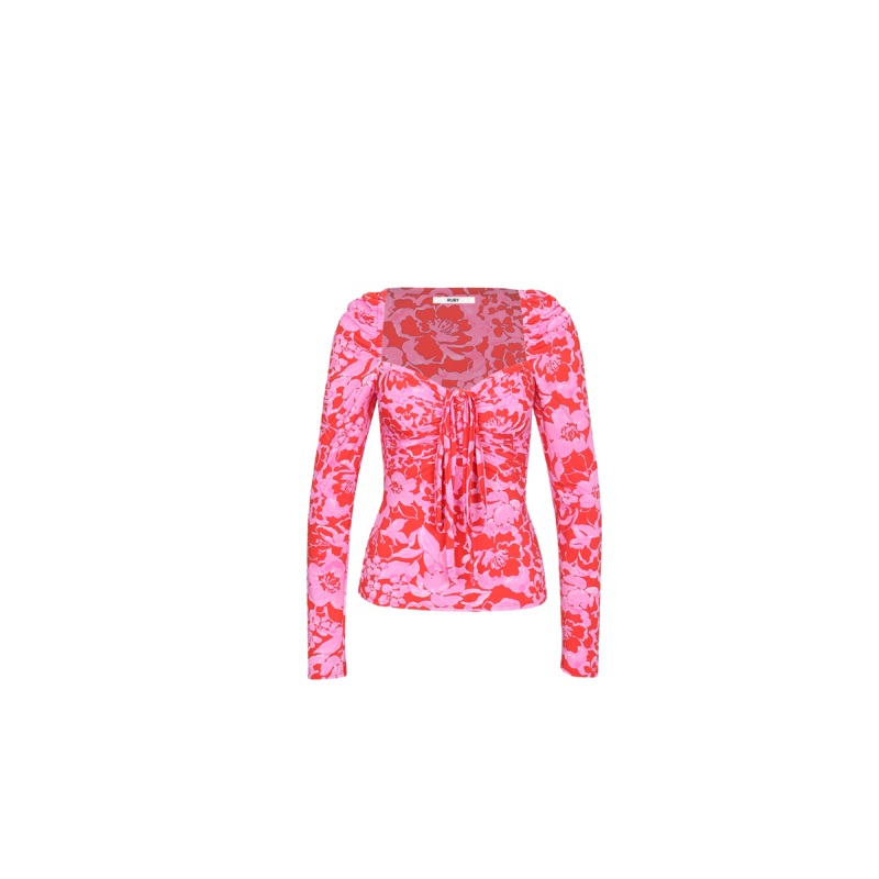 BOBBI TIE LONG SLEEVE  CHERRY FLORAL