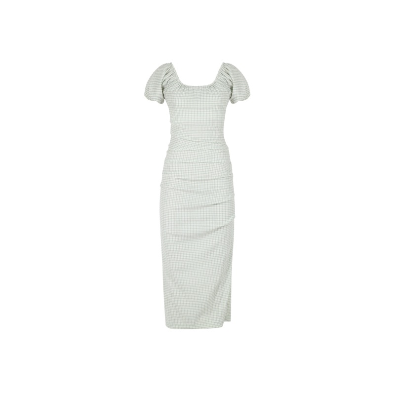 DELPHI GINGHAM DRESS SAGE GINGHAM