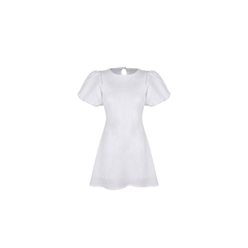 KENDALL LINEN MINI DRESS WHITE