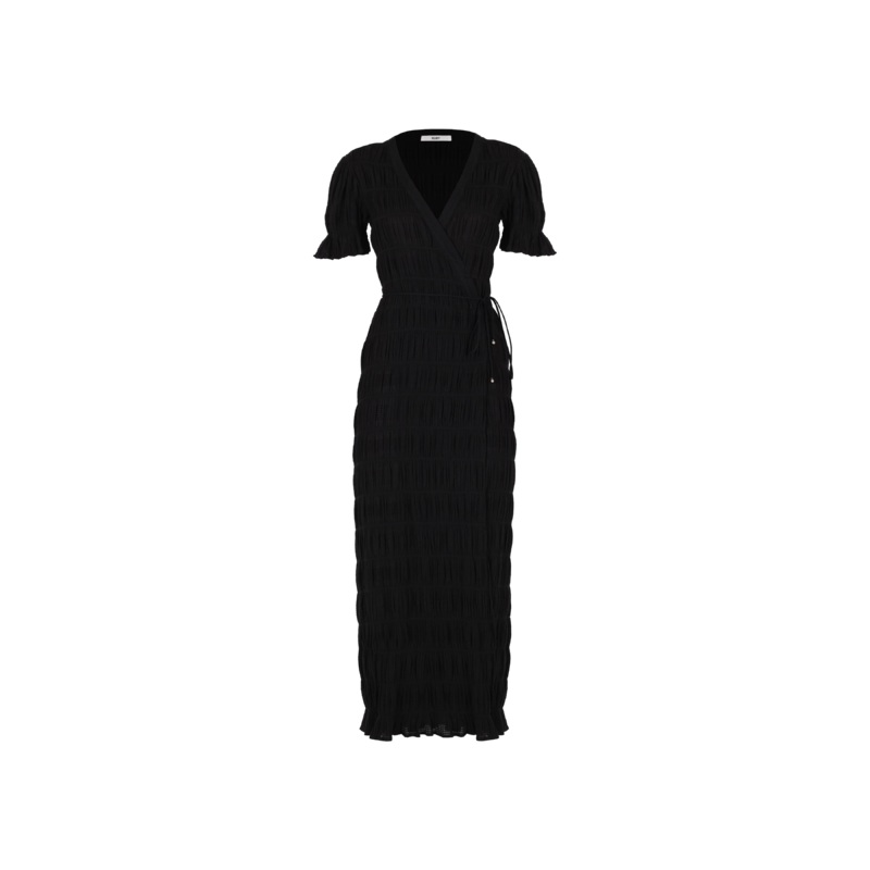 MIRELLA SHORT SLEEVE WRAP DRESS BLACK