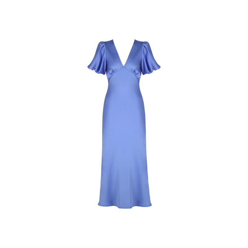 UMA SATIN DRESS PERIWINKLE|4|6|8|10|12|14|16|18|20|22|24