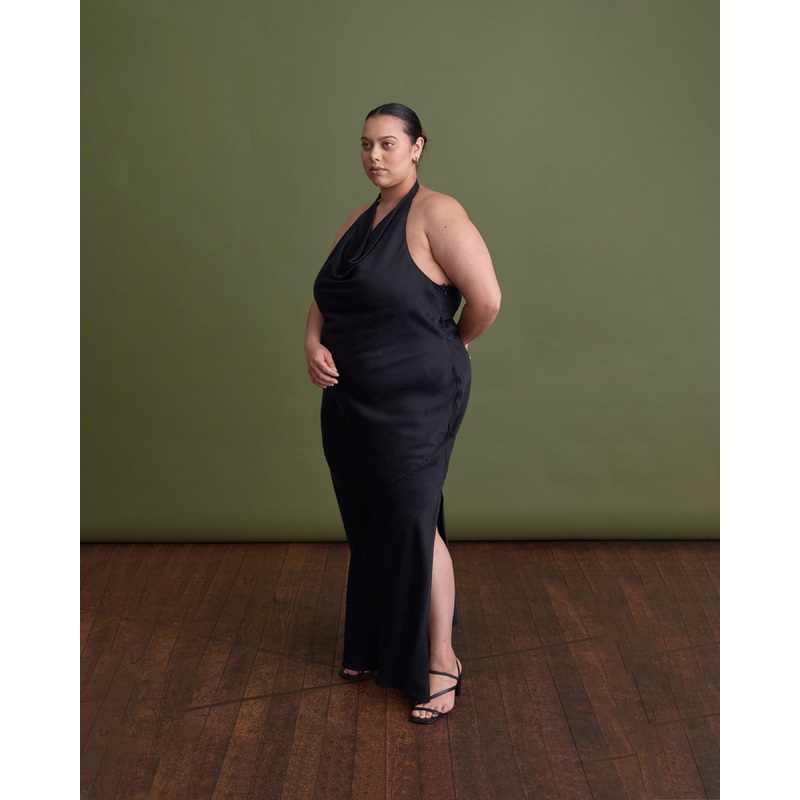 BENTEN HALTER DRESS BLACK|4|6|8|10|12|14|16|18|20|22|24