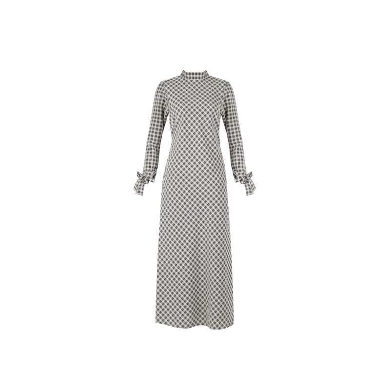 CONNIE DRESS SOFT CHECK NAVY|4|6|8|10|12|14|16|18|20