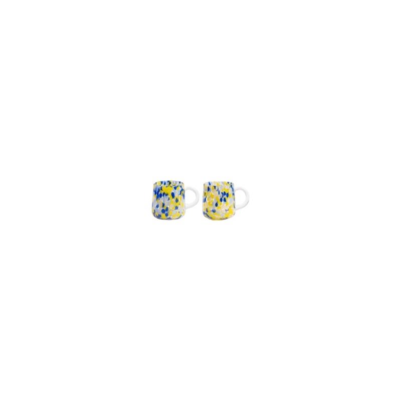 GLASS STIPPLE MUG SET BLUE|ONE SIZE