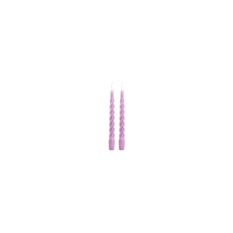 SET OF TWO TWISTED CANDLES LILAC
